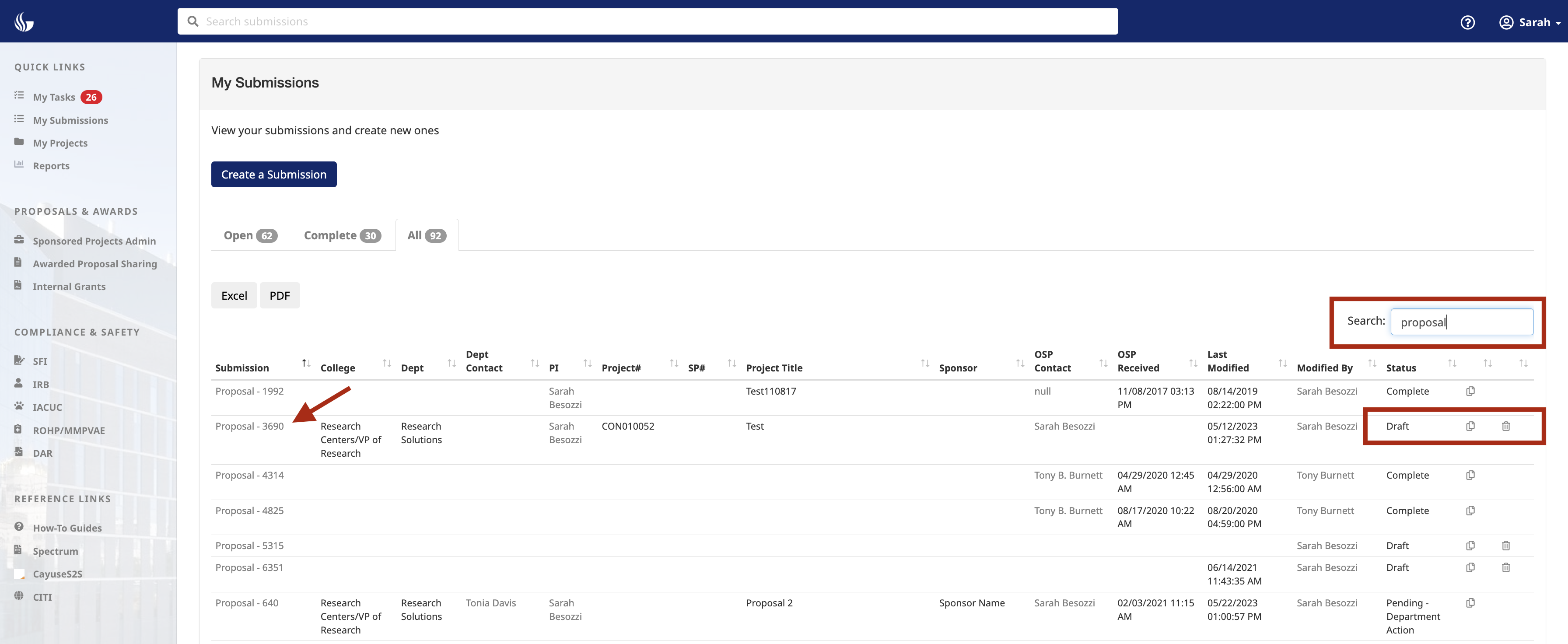 How To View Your Submissions Research Administration Help